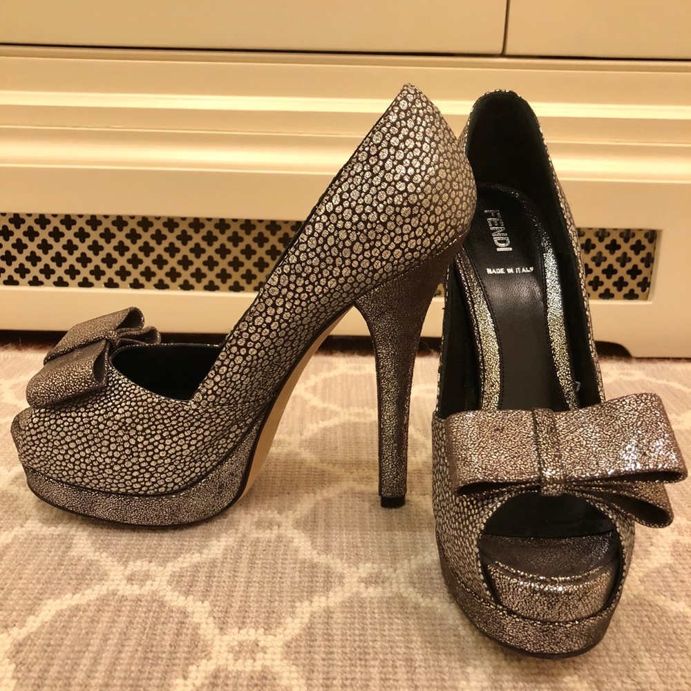Fendi Argento Peep Toe Platforms